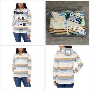 Ladies’ Active O’Neill XL 16 18 Half Zip Polar Fleece Hoodie Sweatshirt Striped